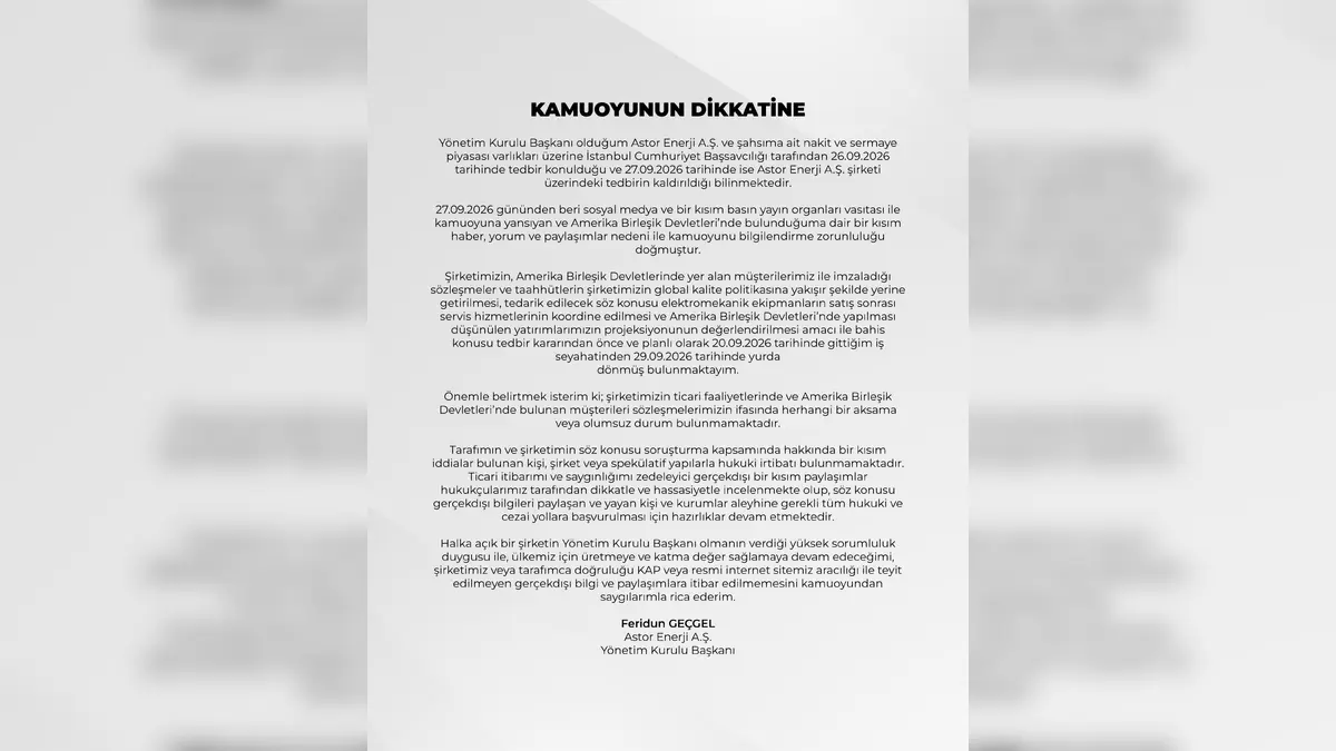 Feridun Geçgel'in fon soruşturması ve ABD seyahati hakkındaki açıklaması