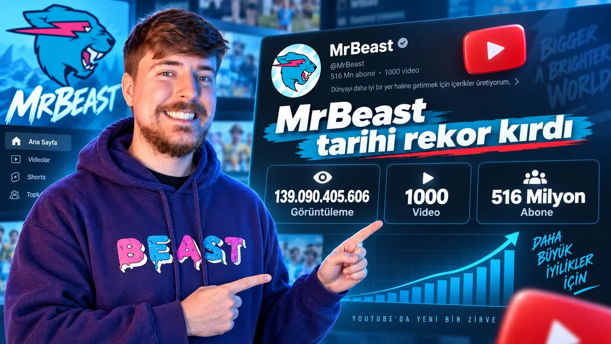 MrBeast’in 516 milyon abone ve 139 milyar izlenme istatistiği