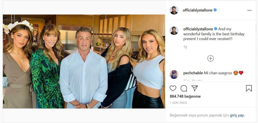 Sylvester Stallone 75. yaş gününü ailesiyle kutladı 1 Slyvester Stallone doğum günü ve ailesi